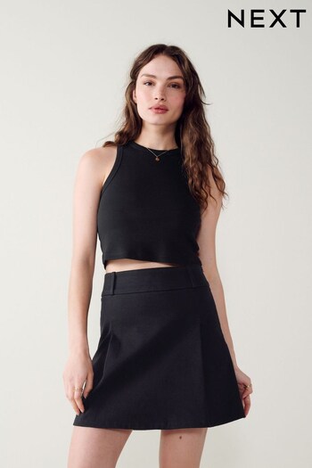 Black Pleat Jersey Mini Skirt (C63449) | £24
