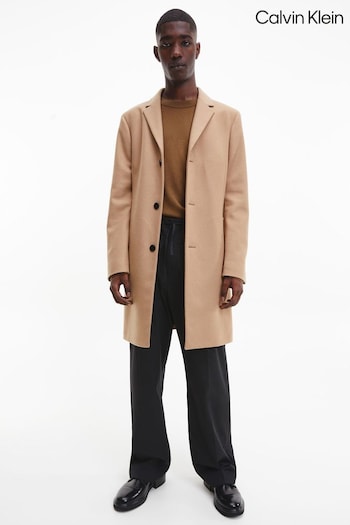 Calvin Klein Brown Recycled Wool Cashmere Coat (C63564) | £500