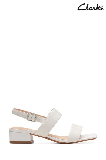Clarks White Leather Seren 25 Strap Sandals (C63634) | £72