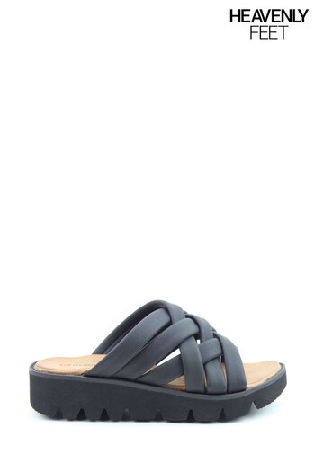 Heavenly Feet Ladies Vegan Friendly Comfort Black Sandals (C63694) | £40