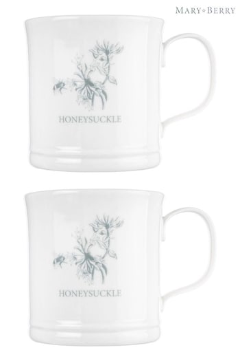 Mary Berry Set of 2 White Honeysuckle Garden Mugs (C63696) | £24