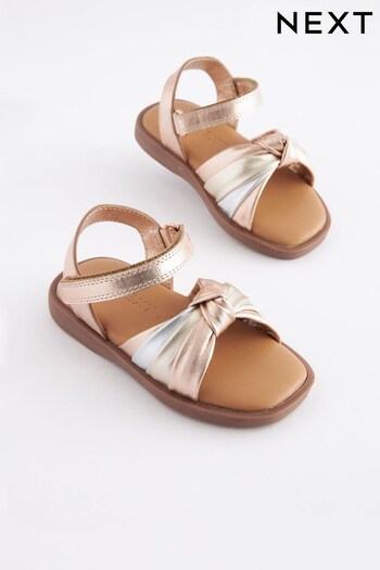 Rose Gold Leather Knot Sandals (C63791) | £20 - £26