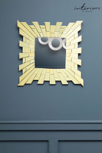 Interiors by Premier Black Glitzy Golden Wall Mirror (C63879) | £108