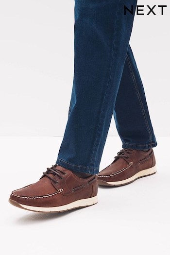 Dark Tan Leather Boat Shoes low-cut (C64065) | £55