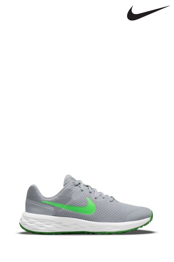 Nike Grey/Green Revolution 6 Youth Trainers (C64145) | £40