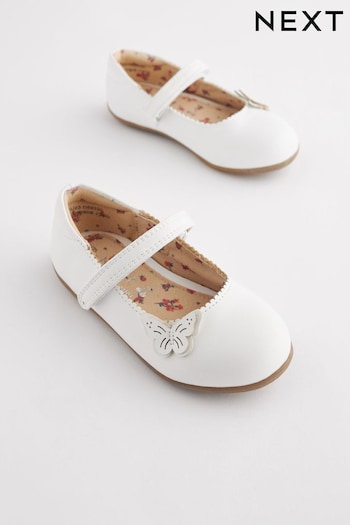 White Standard Fit (F) Butterfly Mary Jane Shoes nubuck (C64151) | £18 - £20