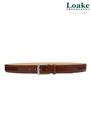 Loake Henry Brown Mahogany Leather Belt (C64312) | £80