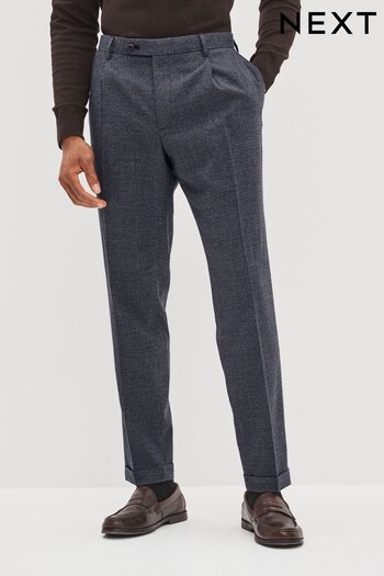 Navy Blue Puppytooth Relaxed Tapered Puppytooth Heritage Christmas Trousers (C64378) | £36