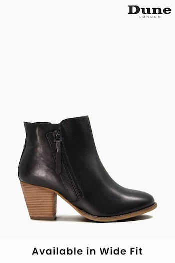 Dune London Black Wide Fit Paice Zip-Up Ankle boot Boots (C64385) | £110