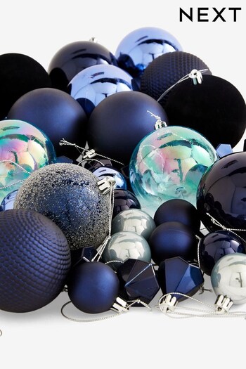 50 Pack Navy Blue Christmas Baubles (C64528) | £15