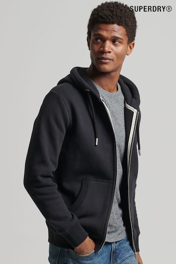 Superdry Black Organic Cotton Vintage Logo Embroidered Zip Hoodie (C64689) | £50