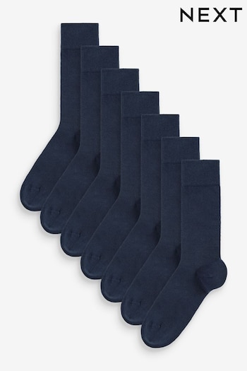 Navy Blue 7 Pack Mens Cotton Rich Socks (C64696) | £12
