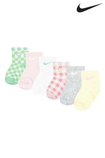 Nike cheetah Pink/Blue Gingham Little Kids Socks (C64731) | £18
