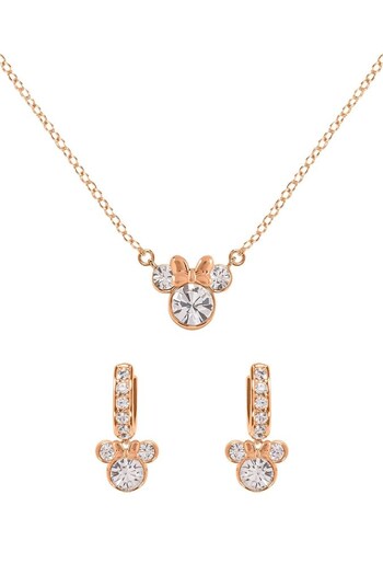 Peers Hardy Disney Minnie Mouse Rose Gold Tone Clear Crystal Hoop Earrings & Necklace Set (C64765) | £30