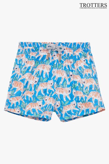 Trotters London Little Blue Tiger Swimshorts Armour (C64777) | £20