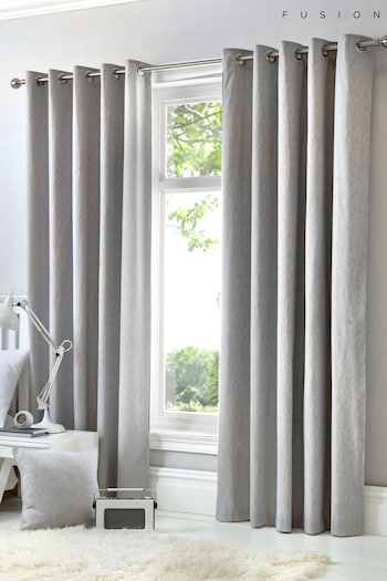 Fusion Silver Sorbonne Eyelet Curtains (C64804) | £22 - £65