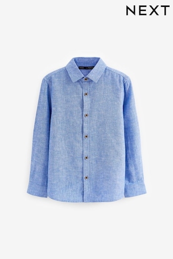 Blue Long Sleeve Linen Blend Shirt (3-16yrs) (C64955) | £11 - £16
