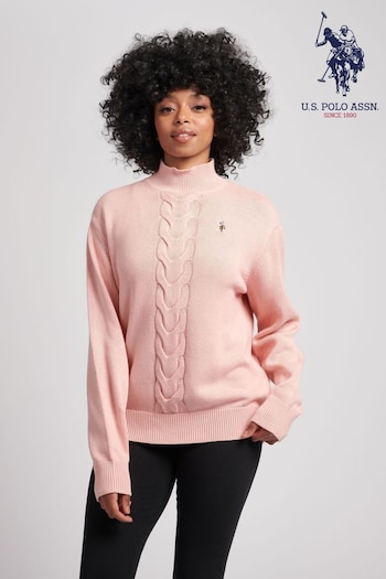 U.S. contrast Polo Assn. Womens Chunky Cable Knit Jumper (C65019) | £75