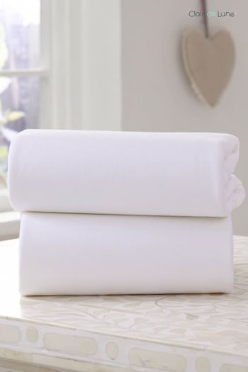 Clair De Lune White Cot Fitted Sheet (C65049) | £32