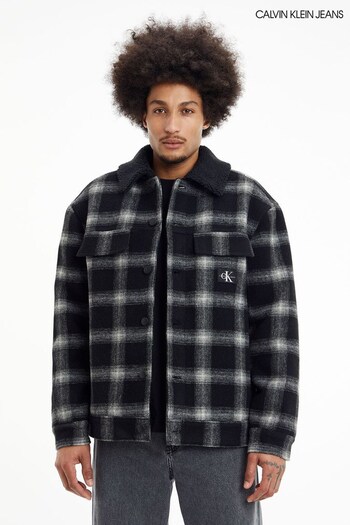 Calvin Klein Jeans Black Sherpa Check Trucker Jacket (C65145) | £125