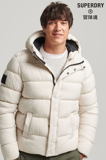 Superdry Cream Hooded XPD Sports Puffer Jacket (C65205) | £110
