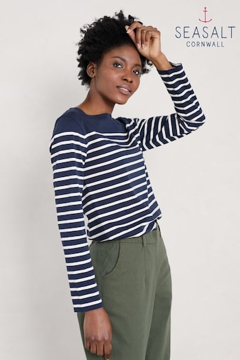 Seasalt Cornwall Blue Striped Sailor Shirt (C65296) | £30