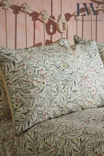 EW by Edinburgh Weavers Set of 2 Eucalyptus Malory English Floral Luxury Cotton Slub Cord Pipe Pillowcases (C65307) | £18
