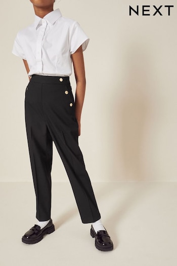 Black Senior Tapered Gold Snap School Trousers (9-18yrs) (C65358) | £11 - £17