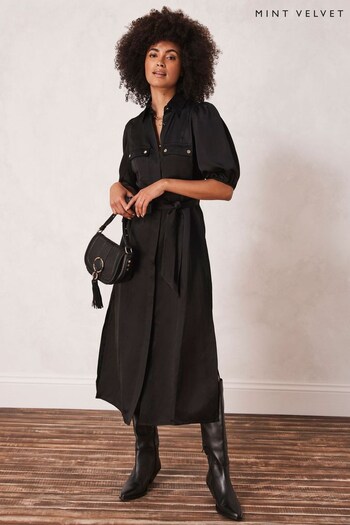 Mint Velvet Black Linen Blend Shirt Dress (C65369) | £139