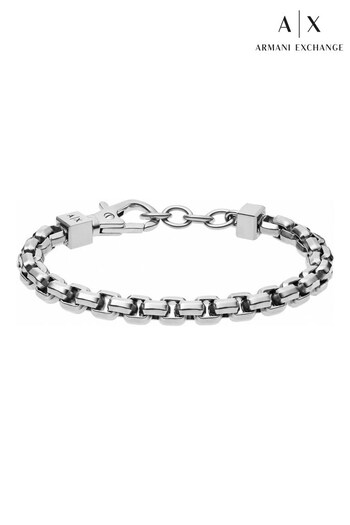 Armani POUCH Exchange Jewellery Gents Silver Tone Classic Bracelet (C65382) | £69