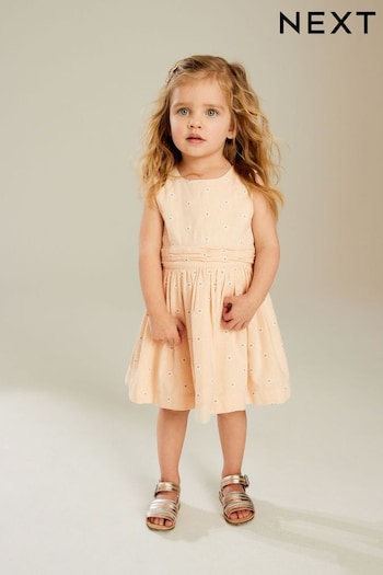 Taupe Daisy Embroidered Dress (3mths-8yrs) (C65554) | £22 - £28
