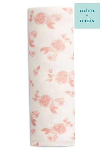 Aden + Anais White/Pink Snuggle Knit™ Rosettes Large Blanket (C65555) | £25