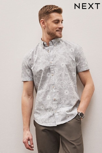 Grey Hawaiian Printed Short Sleeve Shirt (C65600) | £30