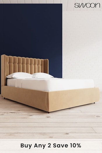 Swoon Easy Velvet Biscuit Natural Kipling Divan Bed (C65691) | £1,259 - £1,349