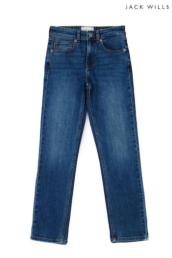 Jack Wills Blue Straight Leg Denim Hot Jeans (C65728) | £40 - £54
