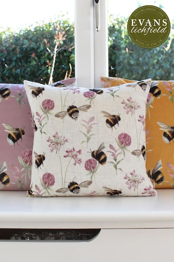 Evans Lichfield Natural Multicolour Country Bee Garden Printed Cushion (C65927) | £17