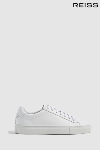 Reiss White Finley Lace Up Leather Trainers (C65949) | £128