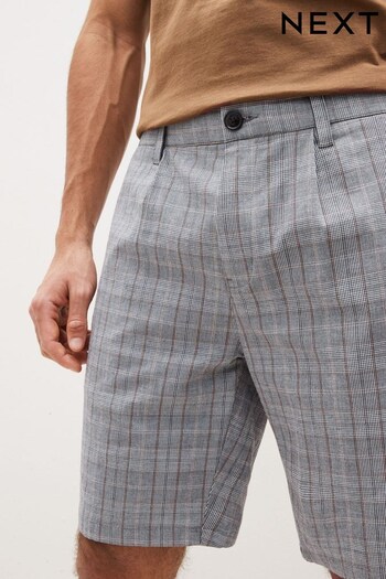 Grey Check Straight Pleat Chino Shorts (C65988) | £25