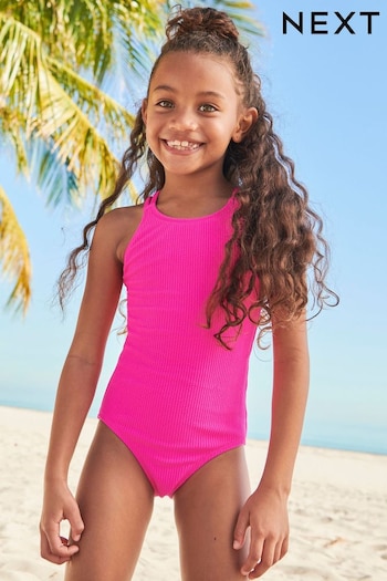 Pink Textured Swimsuit (3-16yrs) (C66009) | £14 - £19