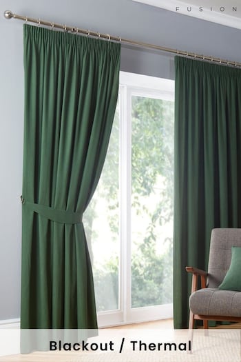 Fusion Bottle Green Dijon Thermal Curtains (C66037) | £22 - £65