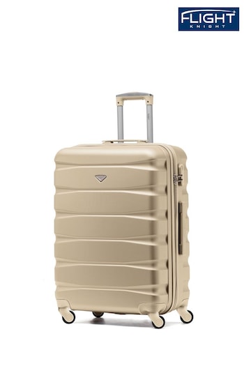 Flight Knight Champagne Medium Hardcase Lightweight Check In Suitcase With 4 Wheels (C66146) | £60