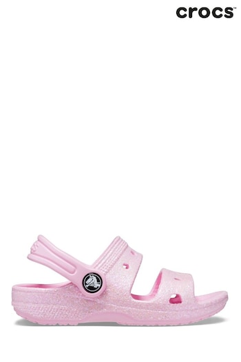 Crocs Toddler Pink Classic Glitter Clog Sandals (C66288) | £25