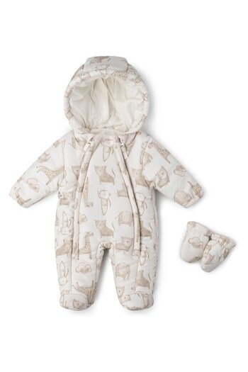 Rock A Bye Baby Boutique Cream Animal Print Padded Snowsuit (C66330) | £30