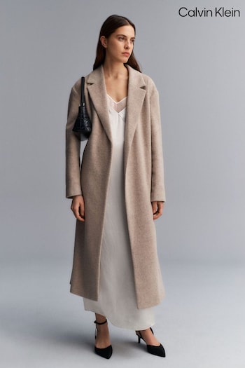 Calvin Klein Natural Textured Wool Mix Coat (C66338) | £290