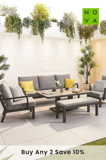Nova Outdoor Living Grey Sofa Dining Set with Rising Table & Bench (C66384) | £2,200