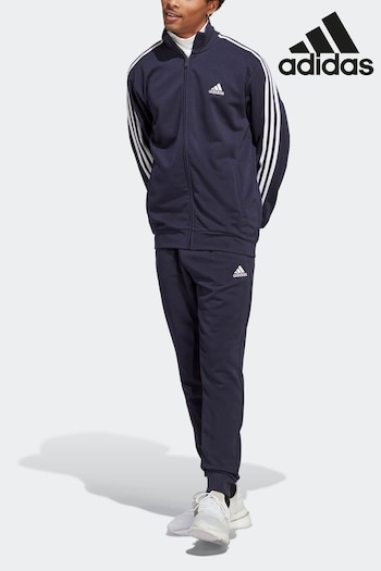 adidas Navy Sportswear Basic 3-Stripes French Terry Tracksuit (C66409) | £65