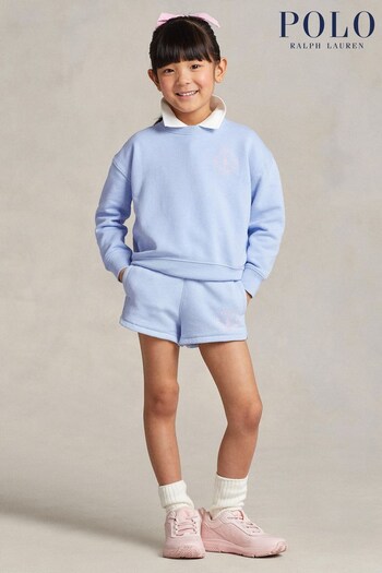 Polo Ralph Lauren Girls Blue Pony Logo Terry Cropped Sweatshirt (C66572) | £79 - £89