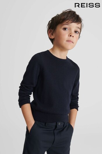 Reiss Blue Wessex Crew Neck Knitted Jumper (C66715) | £32