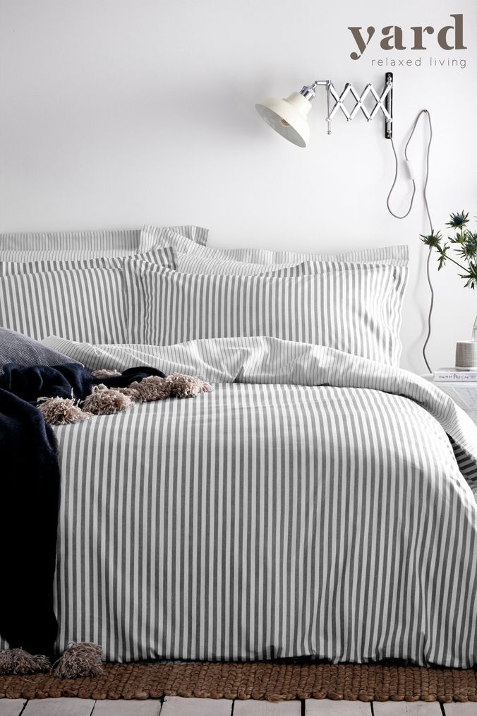 Grey shop striped sheets