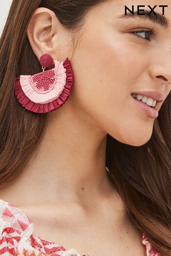 Pink Raffia Bead Statement Earrings (C66852) | £15